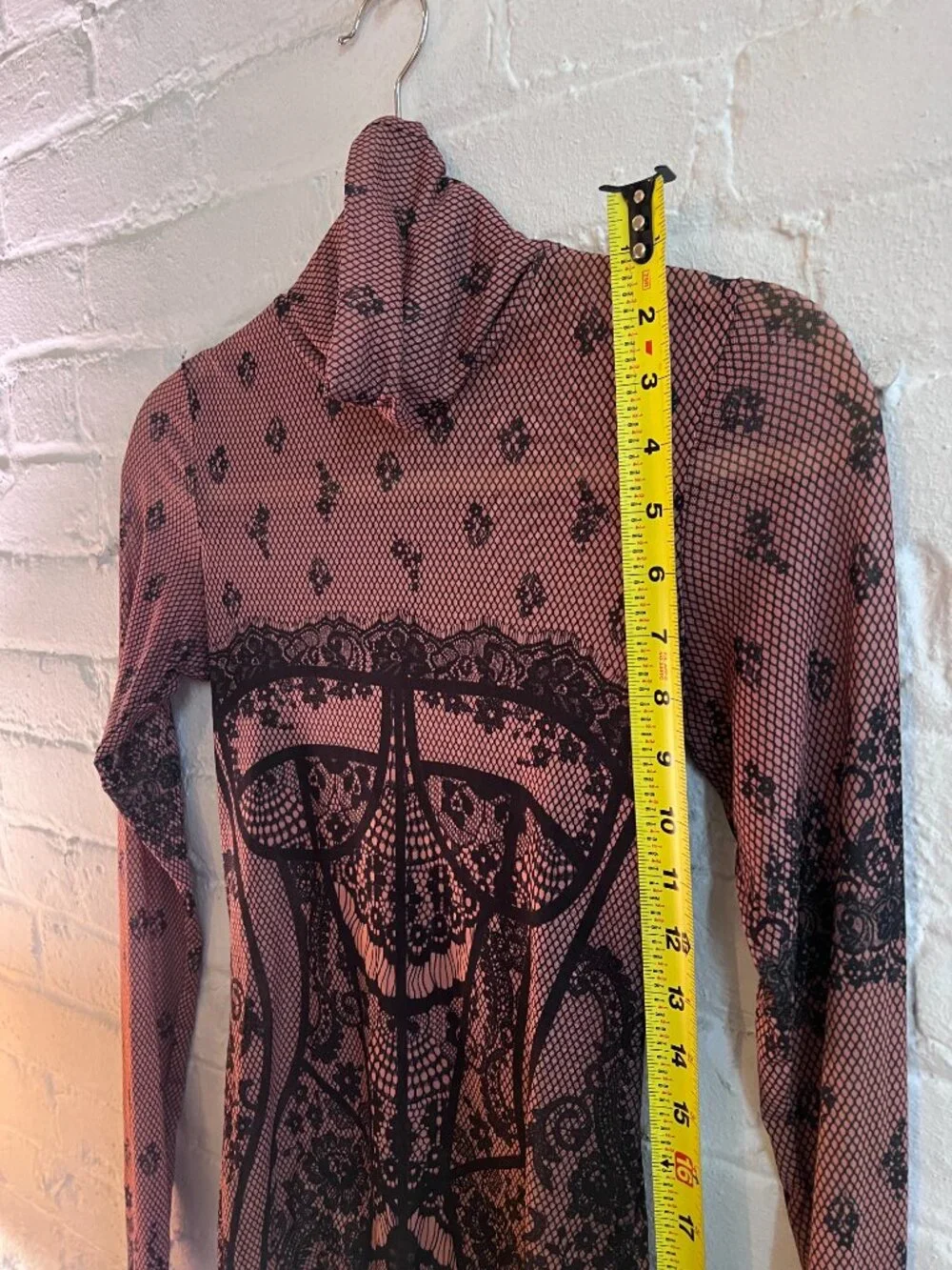 *NWOT* AFRM | Zadie Print Turtleneck Mesh Top In Noir Bustier (Size S/P) - Picture 5 of 9